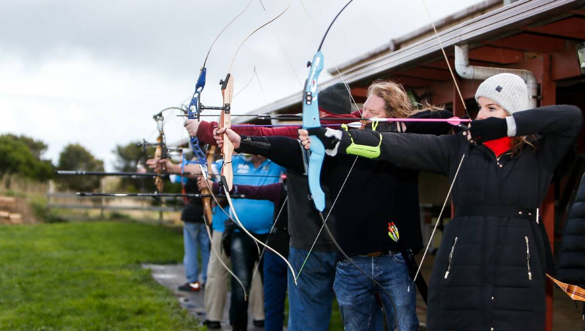 Opportunity: Female and male participants at Archers of Warrnambool's Lake Gillear range. The club is offering a free program to encourage more women to get involved. Picture: Anthony Brady