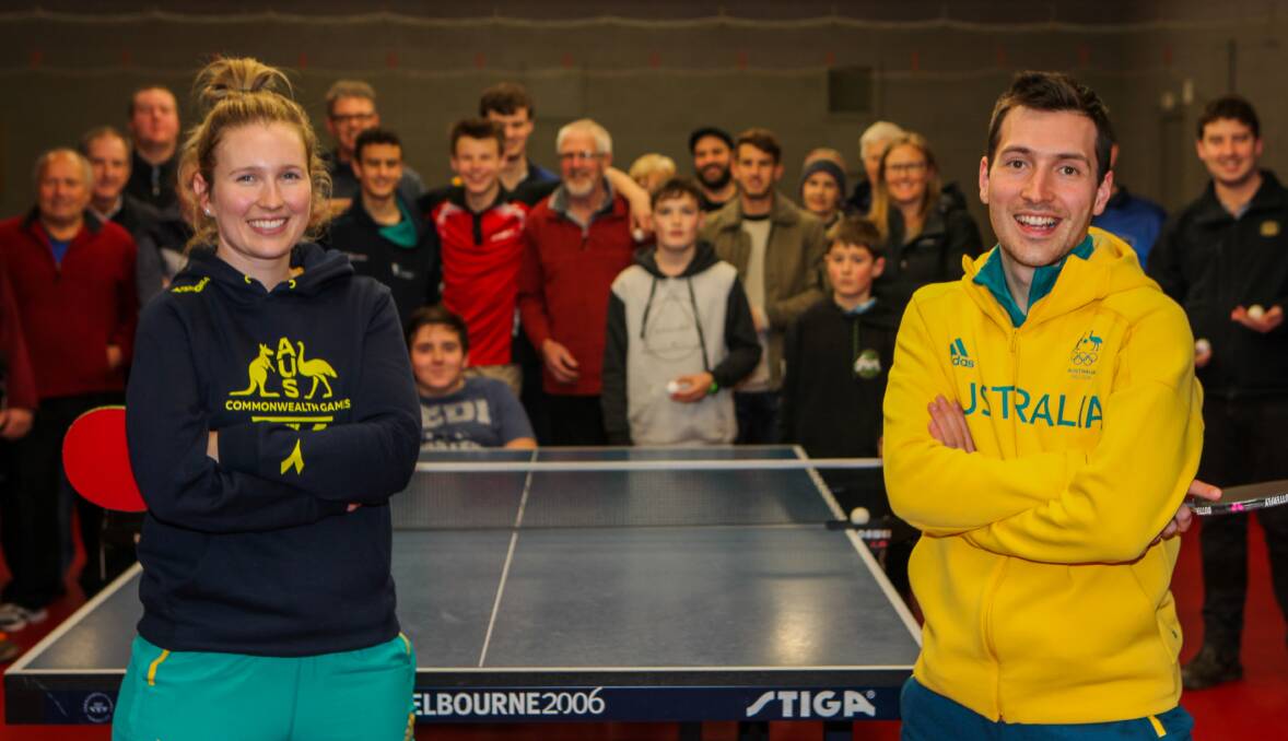 Visit to remember: Australian Olympic table tennis players Melissa Tapper and David Powell visited Hamilton, Horsham and Warrnambool in 2018. 