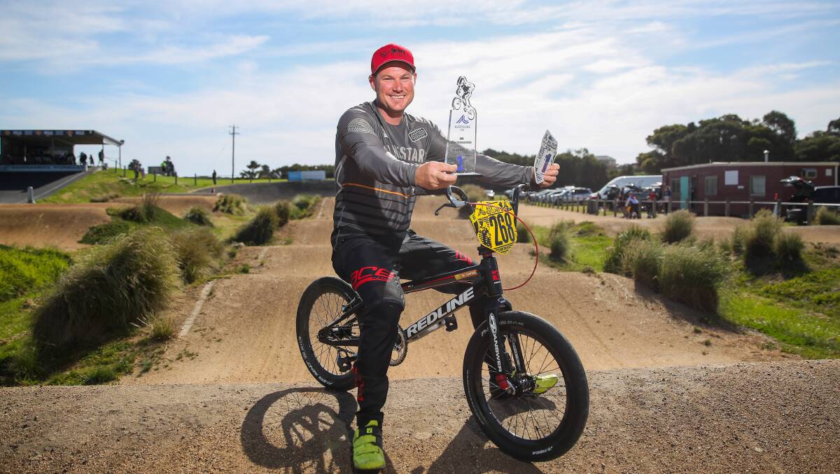TOP PERFORMANCE: Warrnambool BMX Club's Troy Roberts at the Jetty Flat Reserve track. He won the 30-34 men's category at the state championships. 