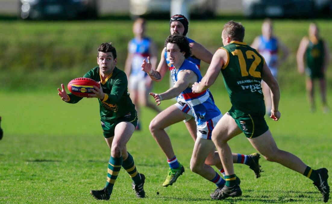 Leader: Old Collegians skipper Eli Barker was stoked with the Warriors victory on Saturday. Picture: Anthony Brady