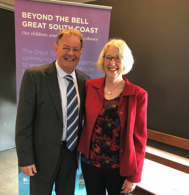 Well done: Chair of the Beyond the Bell board Francis Broekman and retiring board member Dr Kaye Scholfield at the recent annual general meeting.