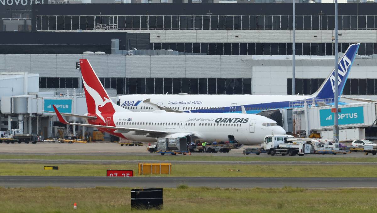 Qantas flight 144 landed safely at Sydney Airport after engine issues. Picture Getty Images 