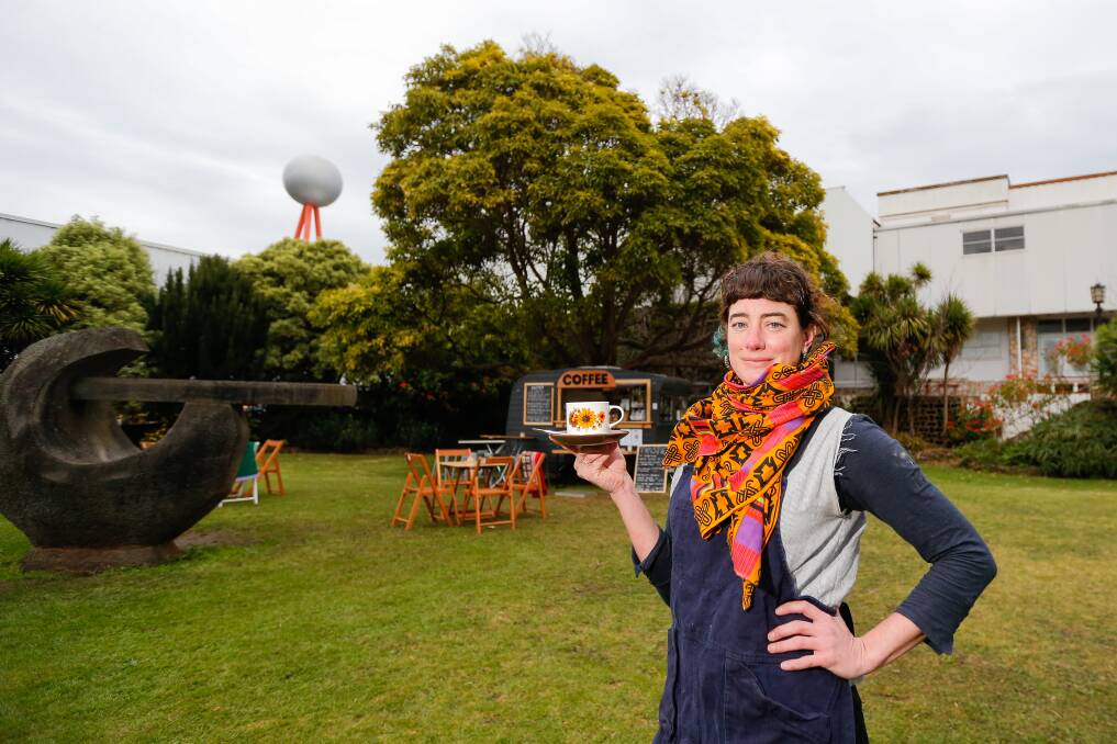 WELCOME SIGHT: Virginia Murnane says her coffee van at the Fletcher Jones garden has become a meeting place for locals. Picture: Anthony Brady