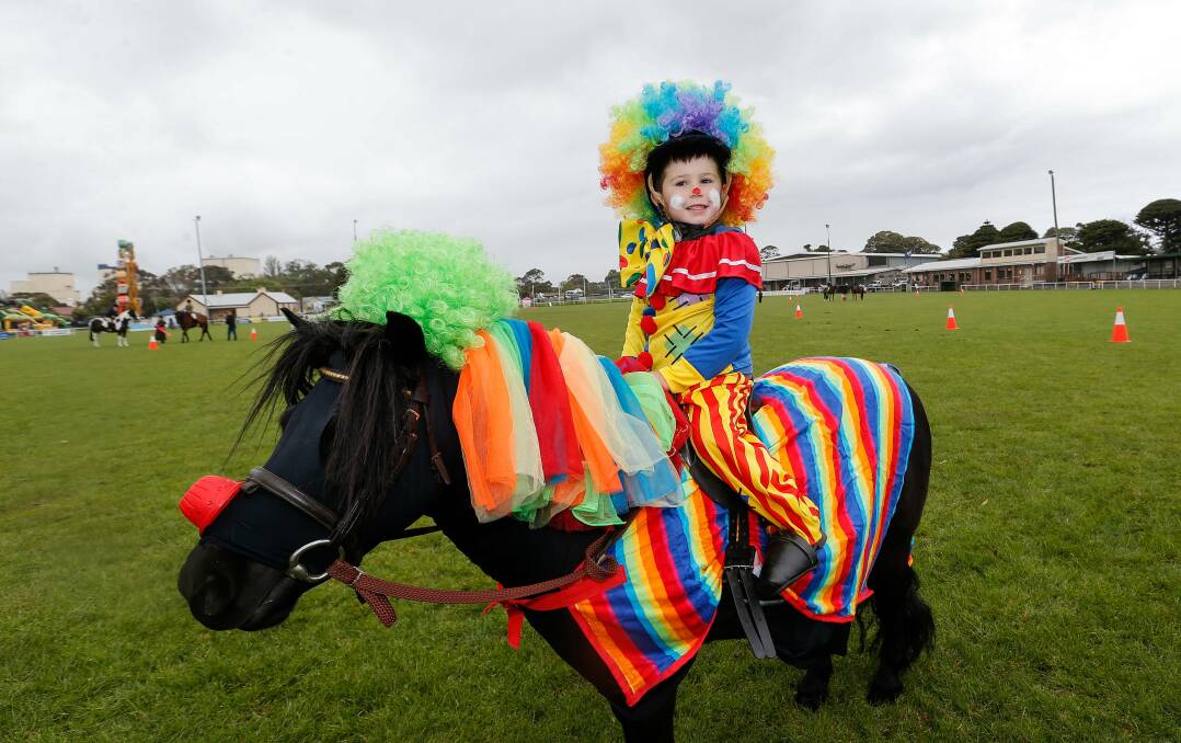 DRESS UPS: Four-year-old Levi Burchell, from Dennington, pictured with his horse Cruz at the Koroit Show in 2019. Picture: Anthony Brady