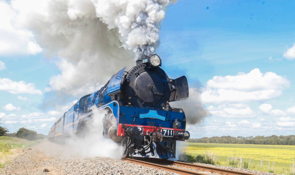 TICKETS PLEASE: The Westcoaster steam train pulls into Warrnambool in 2019. Picture: Anthony Brady