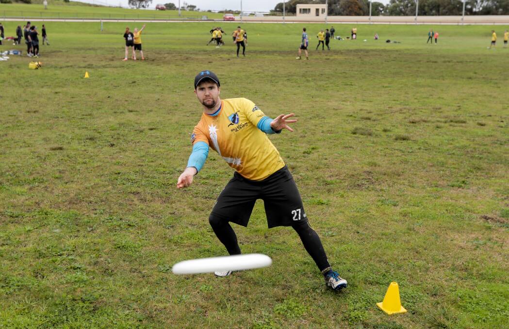 ACTION: South West Wombats player and ultimate competition coordinator Dallas Jones sends a disc out on the forehand. Picture: Rob Gunstone
