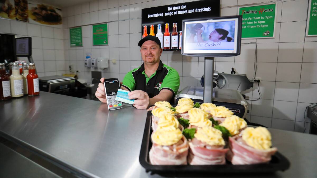 CLOSED: Warrnambool Country Meats owner David Wiese at North Point Shopping Centre when he introduced a cashless payment system last year. On Tuesday calls to the three butchers went unanswered. Picture: Morgan Hancock