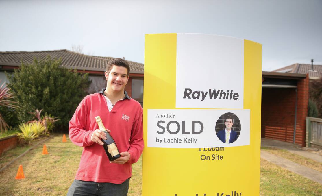 CONGRATULATIONS: Dixie's Liam King was happy to purchase his first home at auction in Warrnambool on Saturday. Picture: Mark Witte