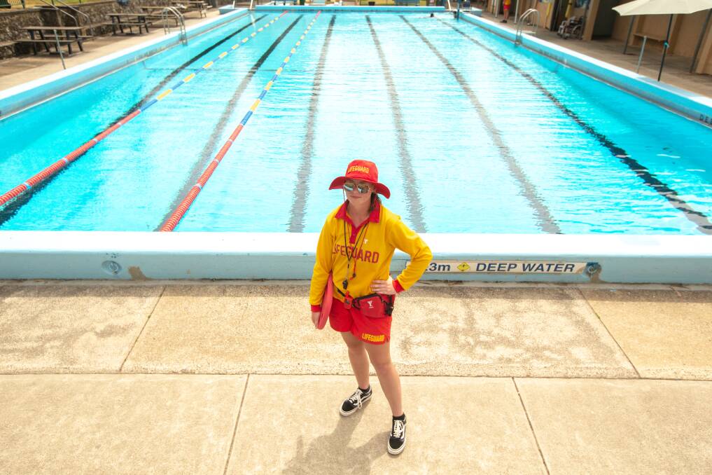 Terang pool lifeguard Kara Gee pictured in 2022 ahead of the summer pool season. 