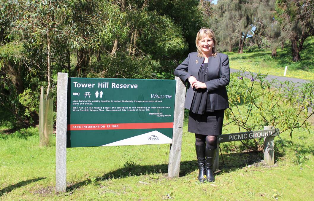 SHOVEL READY: Western Victoria MP Gayle Tierney, pictured at Tower Hill, said the new projects across the region would begin within a matter of weeks and months. Picture: Supplied.