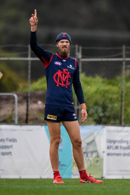 COMING TO TOWN: Melbourne Premiership players will make their way to Warrnambool next month, pictured is Max Gawn at training earlier this year. Picture: Morgan Hancock