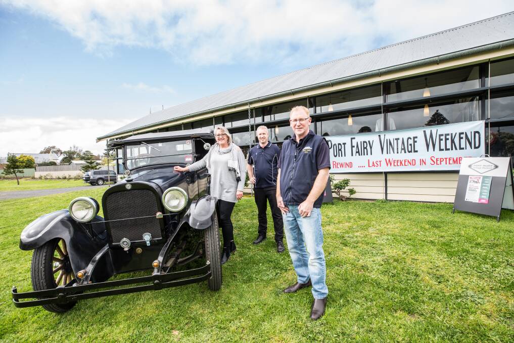 HISTORY: Port Fairy tourism organising group for the Vintage Festival Jenny Madden, Ash Price and Dean Robertson say the new festival will have something for everyone. Picture: Christine Ansorge