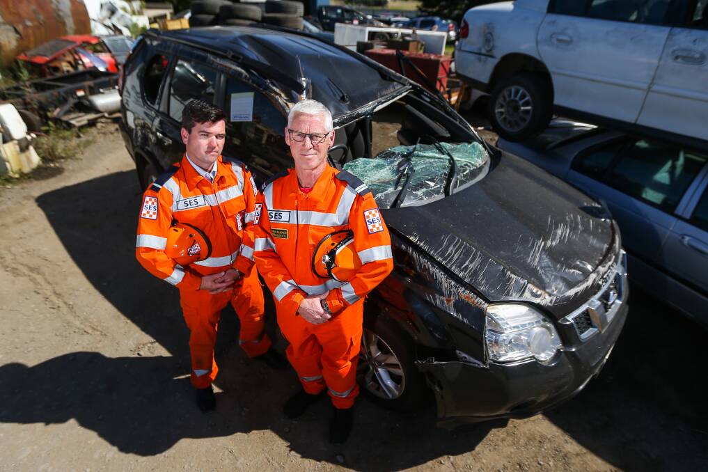 TRAUMA: Warrnambool SES members Adam Jones and Stephen Bakker know first hand the devastating effects of road trauma. Picture: Morgan Hancock

