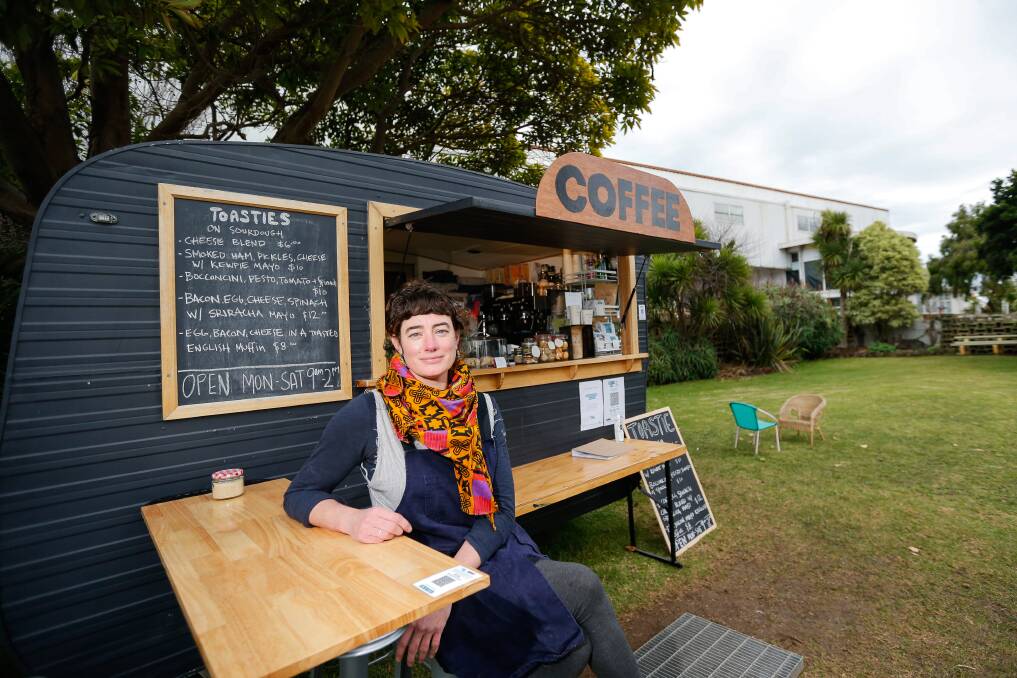 WELCOME SIGHT: Virginia Murnane says her coffee van at the Fletcher Jones garden has become a meeting place for locals. Picture: Anthony Brady