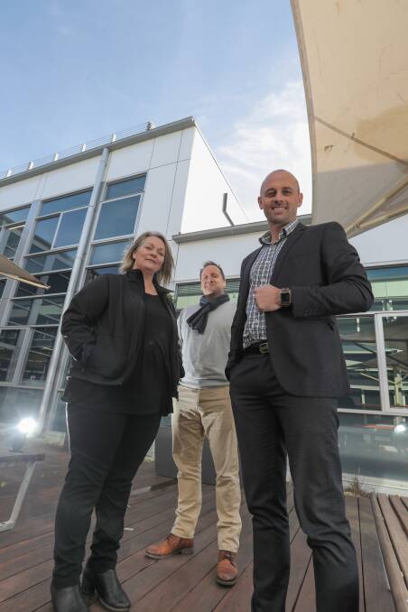 TEAM: Wannon Water Staff Annie Grundy, Simon Perrin and Jeremy Dixon enjoy flexible work hours with a new study finding the organisation saves $150,000 annually through flexible work arrangements. Picture: Michael Chambers