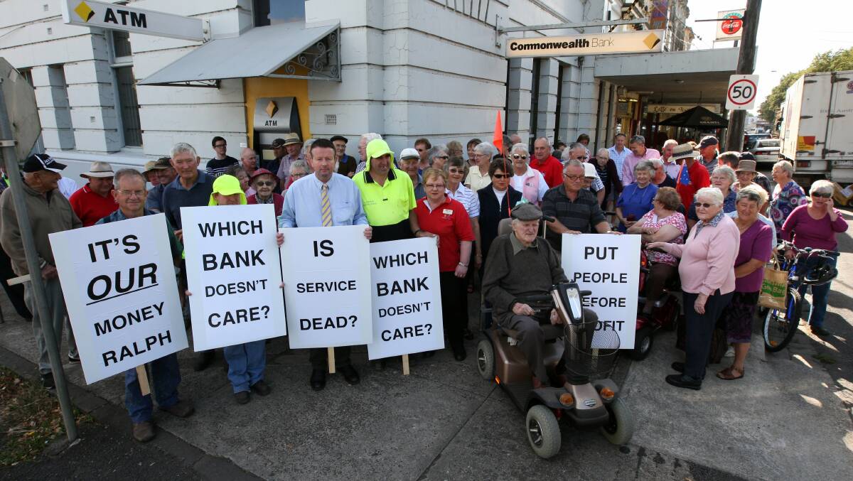 CLOSED: The Terang Commonwealth Bank will close on June 30, in 2012 residents protested the bank's decision to reduce the branch's hours.