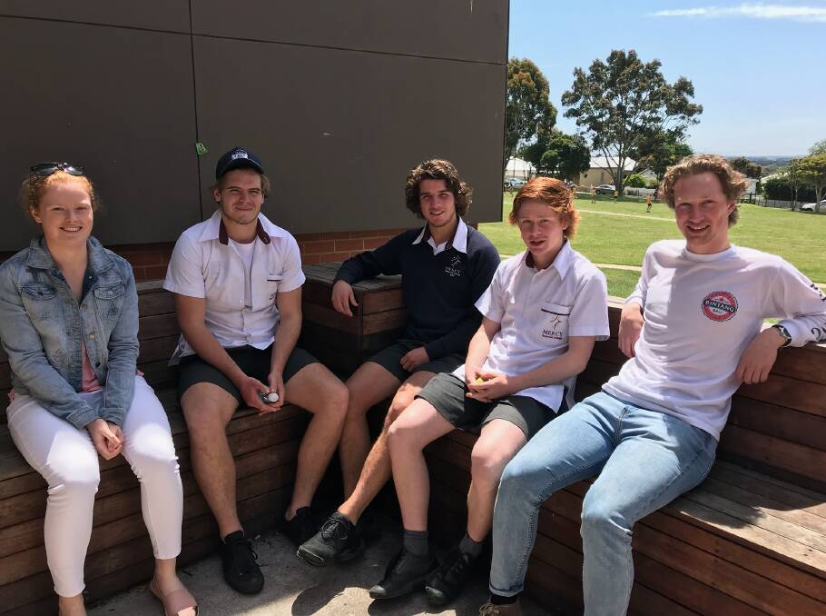FUTURE PLANS: Mercy Regional College's Claire Johnstone, Charlie Finnerty, Zac Green, Lachie Davis and Hugh McBean represent a cohort of young people who are considering moving away. Picture: Supplied