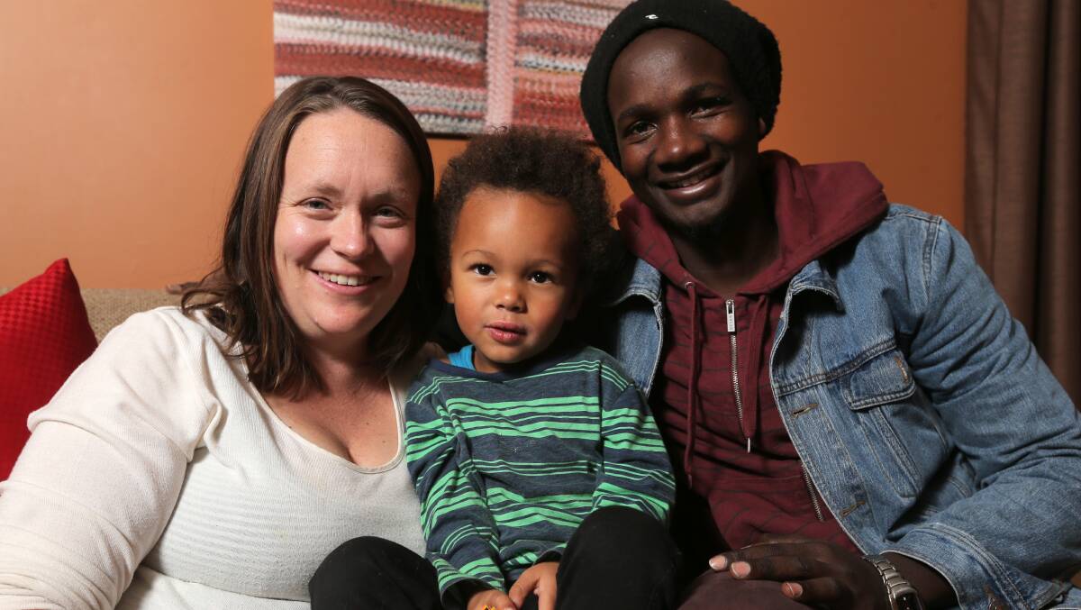 Support: Catherine Ryan and Seif Sakate, with their son Kolo, 3, are humbled by public support for the Bandari School Project. Picture: Rob Gunstone