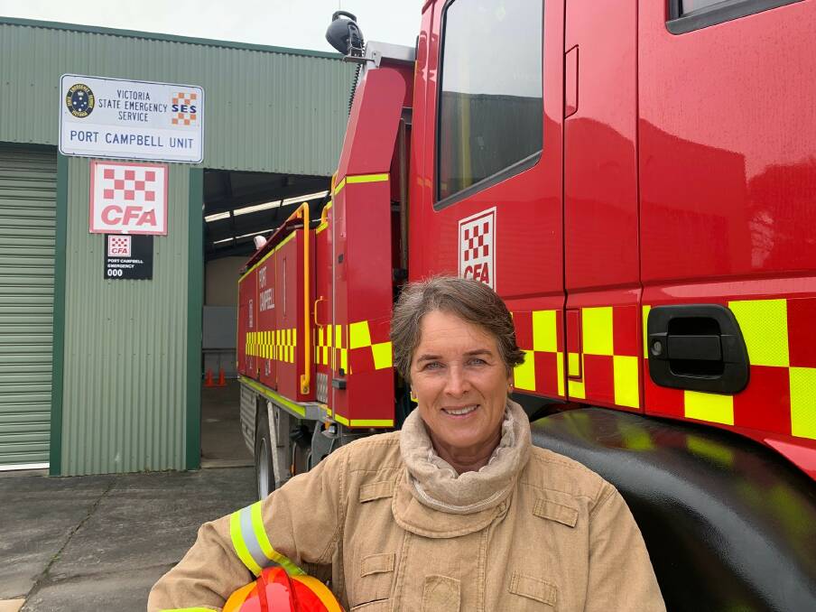 Fine example: Port Campbell CFA brigade captain Katy Millard is the first female in its history to take on the top job. The mum-of-three is also a volunteer lifeguard with the Port Campbell Surf Lifesaving Club.