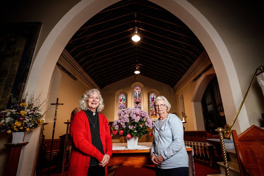 Flair: Reverend Robyn Shackell and event organiser Lois McKenzie are preparing for the Festival of Flowers at Warrnambool's Christ Church this weekend. Picture: Christine Ansorge