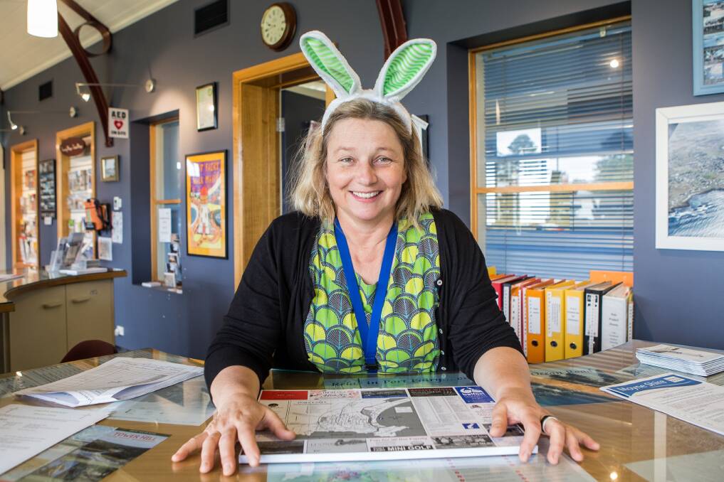 Family activities: Claudia Warne from the Port Fairy Visitor Information Centre is preparing for a busy Easter long weekend. Picture: Christine Ansorge