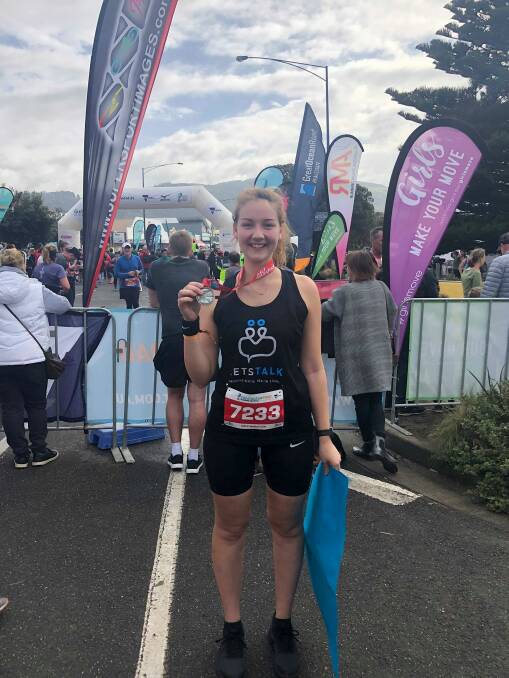 Finish: Molly Smith, 23, has raised awareness and more than $2700 for local mental health initiative Let's Talk. Molly turned to running to help with her anxiety and used the event to encourage conversations between loved ones. 