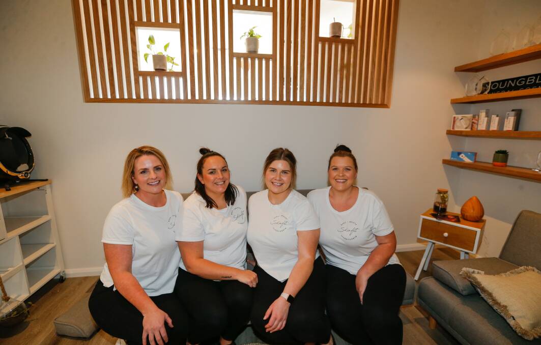 Revamp: Danielle Singleton, Laura McConnell, Demi Gill and Holly Tallentyre at the new Skinfit clinic in Kepler Street. Picture: Anthony Brady