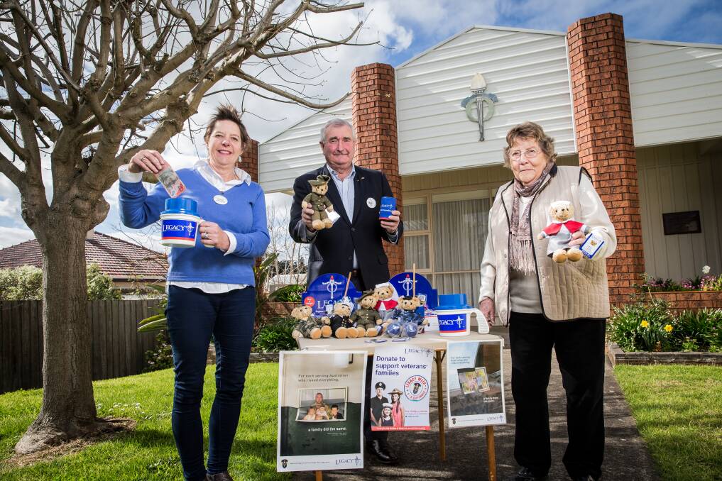 Help needed: Warrnambool Legacy badge and endowment committee chair Diana Officer, president Ian Smith and legatee Lorraine Hoey are encouraging the public to support Legacy Week which begins on Saturday. Picture: Christine Ansorge

