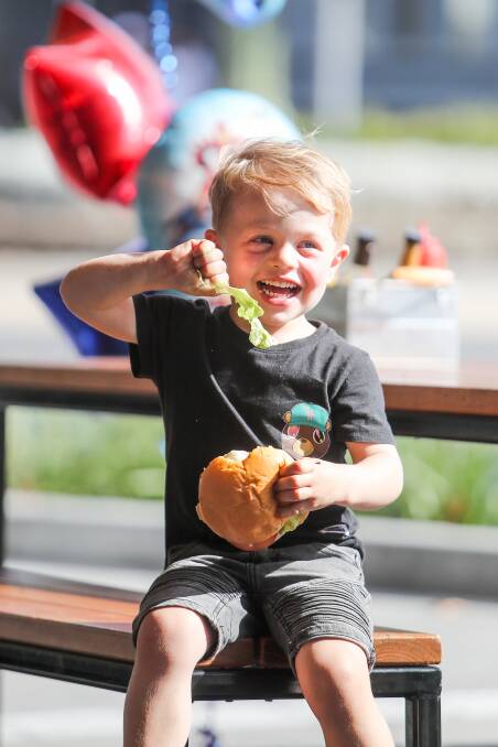 Tasty: Warrnambool's Two Kings Burgers is donating all of Monday's takings to Noah Dowie (pictured) and his family to help them attend a medical camp in the US in July.