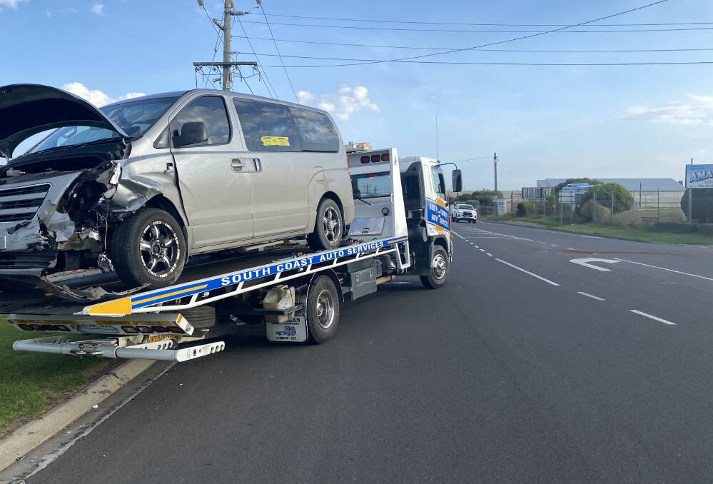 Both vehicles were towed from the scene of a crash at the intersection of Walsh and Clavens road in west Warrnambool on Thursday afternoon. Picture by Madeleine McNeil