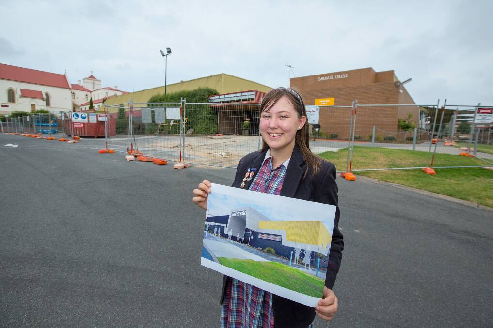 Humbled: Year 10 student Caitlin Garner's name for the new performing arts centre was chosen from 100 entries. It will be called The STAGE inspired by the acronym Student Theatre for Arts and Growth at Emmanuel. Picture: Glen Watson