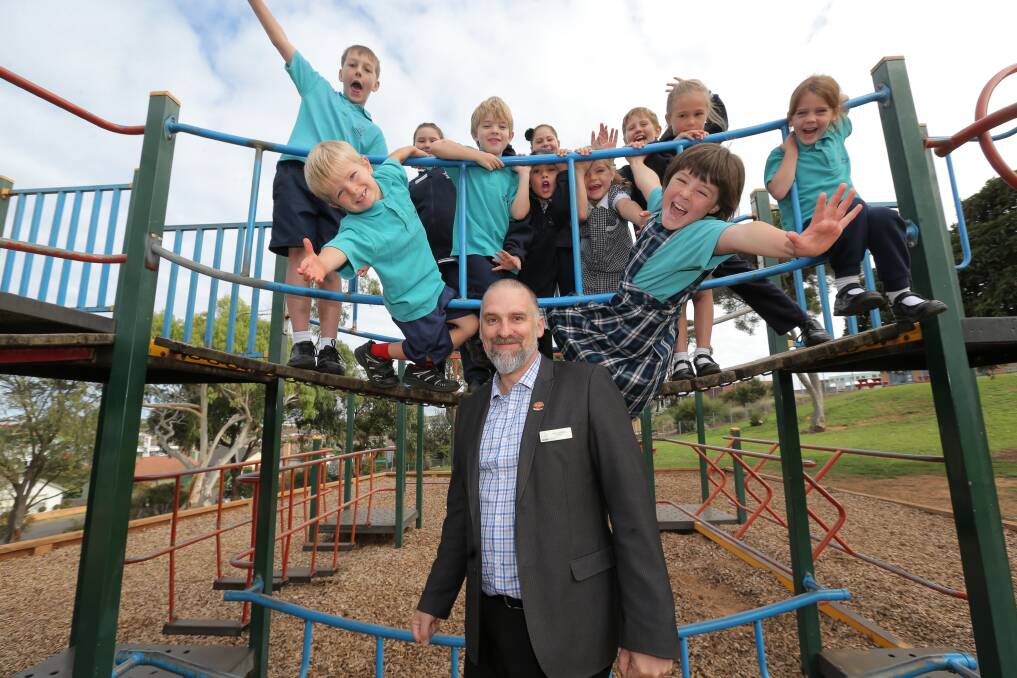Equal: Warrnambool West Primary School Phil Barnes supports a move by Education Minister James Merlino to include pants and shorts in Victorian state schools.