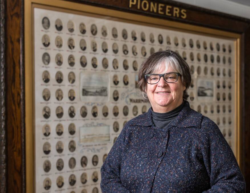 Pioneers: Warrnambool and District Historical Society president Janet MacDonald is calling for people to adopt a pioneer to fund the restoration of a historic honour board. The project launch is on Sunday. Picture: Christine Ansorge