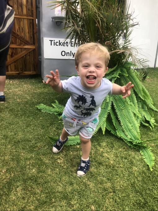 Roar: Noah Dowie at the Jurassic Creatures exhibition in Warrnambool.
