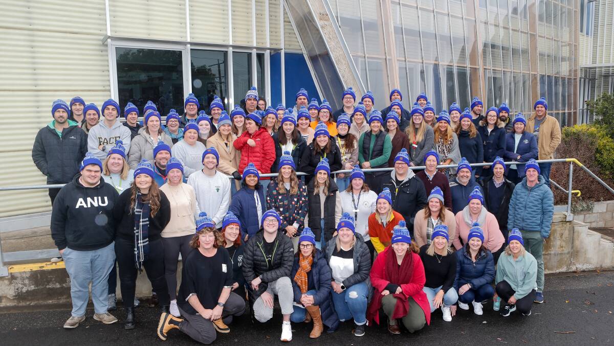 Honoured: Warrnambool College staff wore Big Freeze MND beanies on Friday in a tribute to their late colleague Peter McNeill, to 'highlight the many lives he touched and as a connected vision to unify and raise funds for a cure for MND'.
