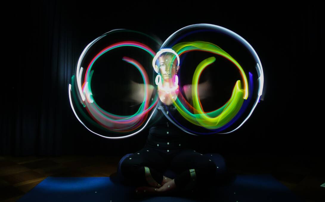Fluorescent fun: Hatha yoga teacher Peta Jolley will run glow yoga sessions during the Fun4Kids Festival which is on from July 5-9. Picture: Morgan Hancock