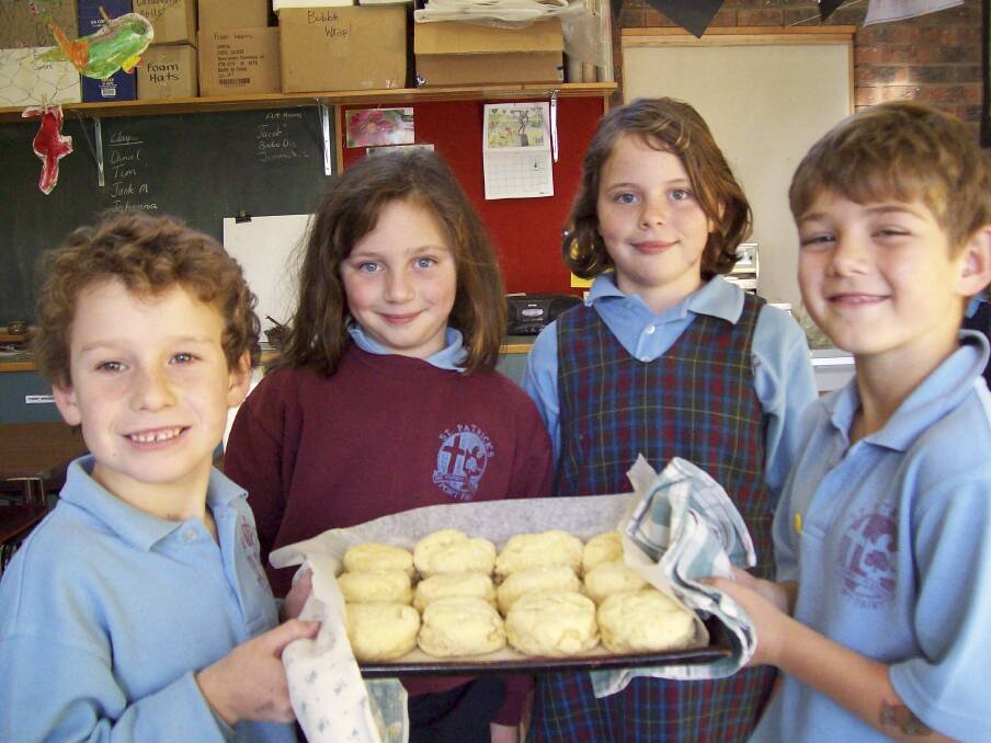 Tasty: St Patrick's Primary School Port Fairy students Patrick Farley, Tatiana Haas, Rachael Giblin and Josh Dwyer show off the scones they baked.