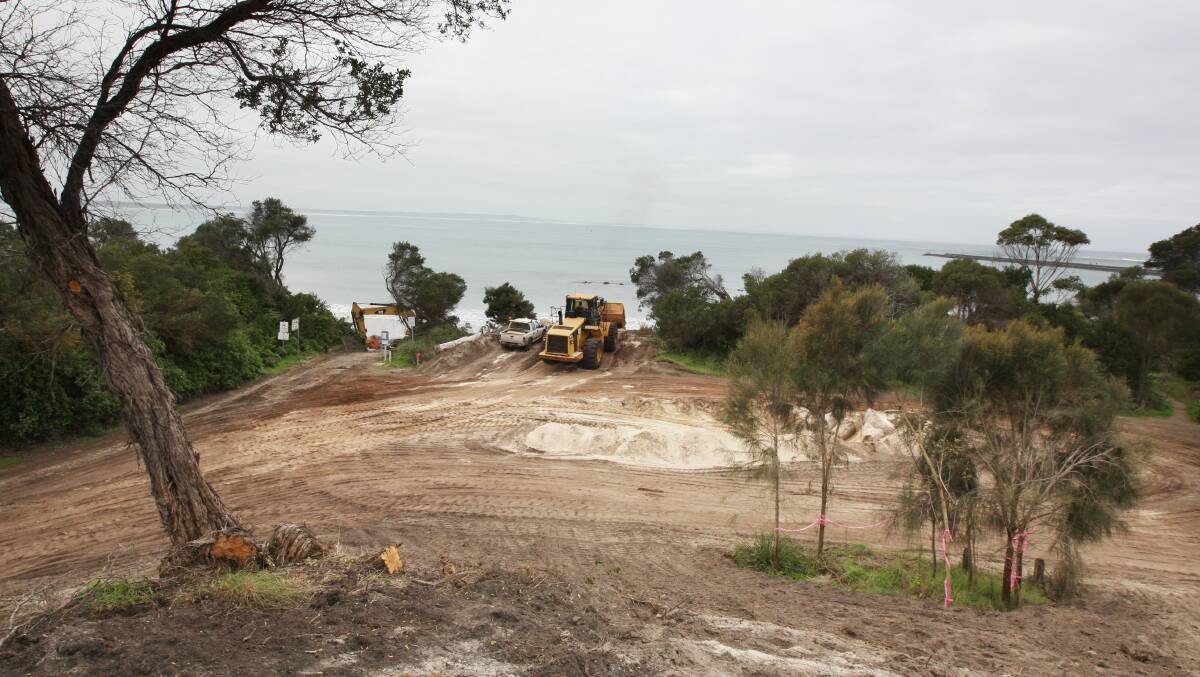 Sea wall construction at East Beach. 150629AM07 Picture: ANGELA MILNE

