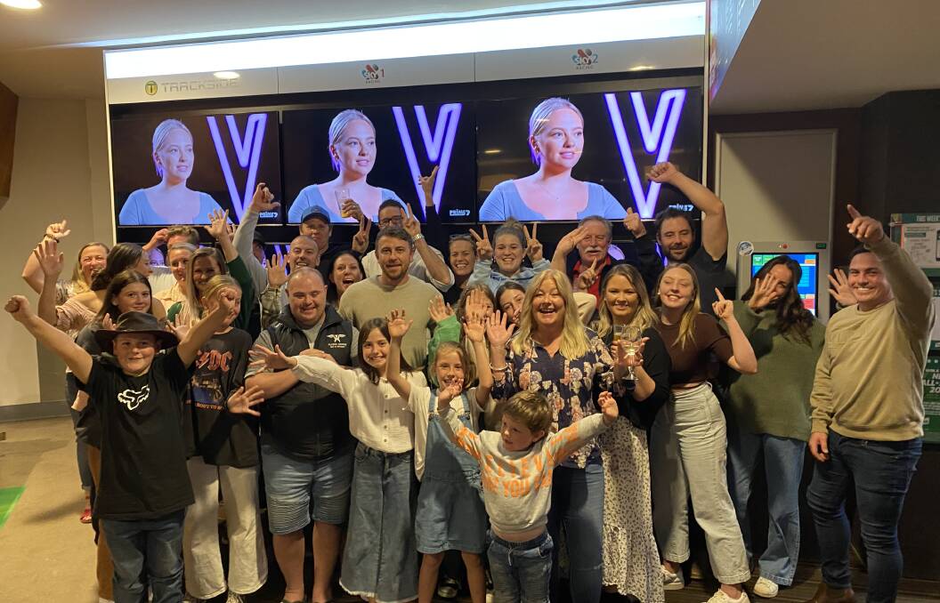 Support: A large group of family and friends gathered to watch Jesse Rudman, (centre) who successfully auditioned for The Voice on Wednesday night and will progress through to the next stage of the competition. Picture: Madeleine McNeil