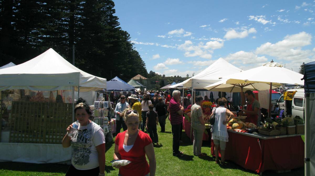 Summer fun: Port Fairy Community Market patrons responded positively to the market's relocation from King George Square to Railway Place this year. 