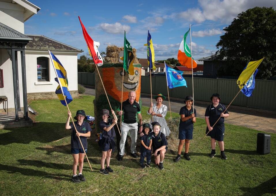 In tune: Koroit and District Primary School students with Koroit Irish Festival committee member Anthony Dowling who taught school children the words to The Rattlin' Bog, ahead of this weekend's festival. Picture: Morgan Hancock