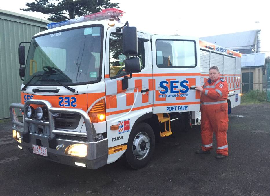 Upgrade: Port Fairy SES unit controller Steve McDowell with the new Hino truck which can carry more rescue equipment and has improved safety features. It will be on display  on Saturday at Victoria Park, Koroit. 