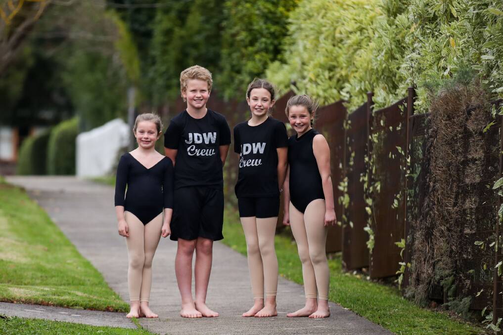 Missing out: Ruby Glennen, 6, Joel Hinkley, 10, Isabella Wain, 10, and Etti Glennen, 9, can't attend dance classes due to current COVID-19 restrictions and want to return as soon as possible. Picture: Morgan Hancock