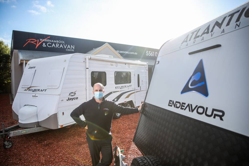 Holiday: Warrnambool RV and Caravan co-owner Murray Swayn is seeing an unprecedented demand for vehicles during COVID-19 as all ages look to hit the road. Picture: Morgan Hancock