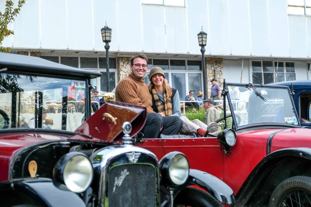 Historic vehicle: Melbourne's Daniel Zampatti and Emily Martin with their 1927 Austin 7 deluxe Chummy. Show and shine entry proceeds will be donated to Warrnambool Base Hospital to help purchase medical equipment.