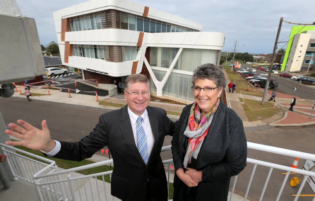 Celebrate: Former Victorian premier Denis Napthine and Peter's Project founder Vicki Jellie at the opening of the South West Regional Cancer Centre last year. Picture: Rob Gunstone