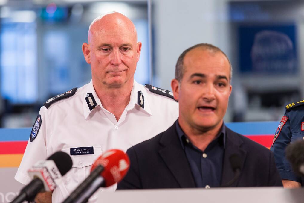Response: Emergency Management commissioner Craig Lapsley with Emergency Services Minister James Merlino.