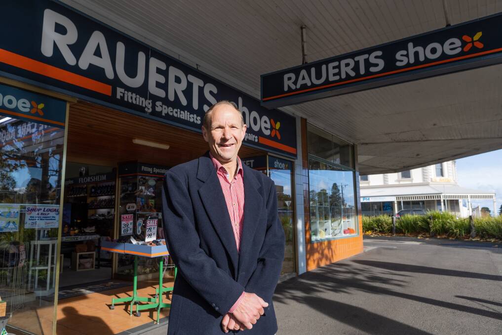 Iconic family business Rauerts Shoex has been operating in the city for more than 70 years. Its owner Peter Rauert is retiring, listing the business for sale this week. Picture by Anthony Brady