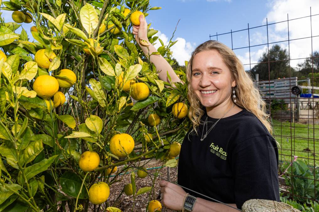 Warrnambool Community Garden deputy convenor Courtney Mathew came up with the idea for Fruit Rescue as part of the Leadership Great South Coast program which she and her team developed and launched on October 1, 2023. Picture by Eddie Guerro