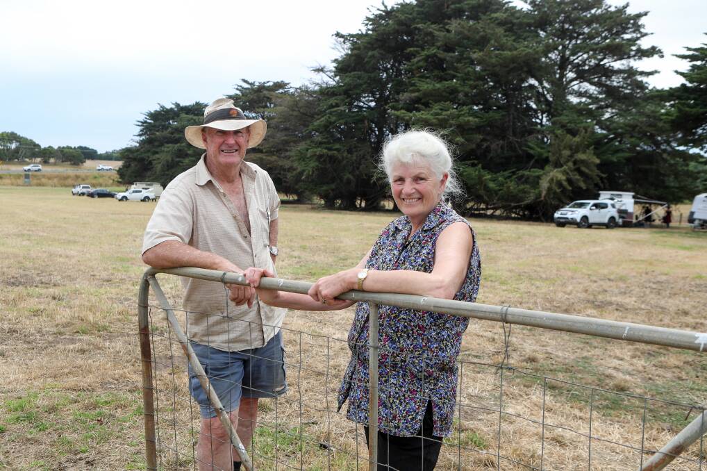 Welcome: Allansford farmers Doug and Bev Byron open up their land to sprintcar fans each year where up to 500 vehicles will park across the weekend.  Picture: Rob Gunstone
